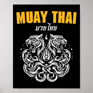 Sak Yant Muay Thai Kunst Tattoo Doppelter Tiger Ki Poster