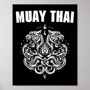 Sak Yant Muay Thai Kunst Tattoo Doppelter Tiger Ki Poster