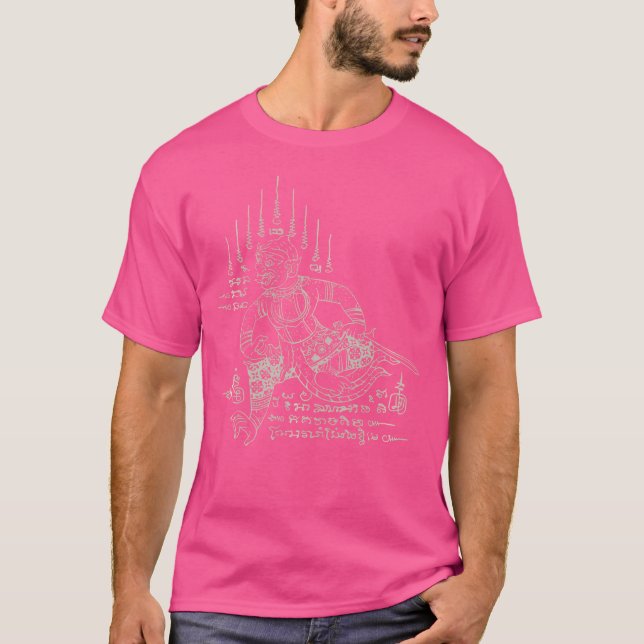Sak Yant Thai Tattoo Hanuman Mythical Yantra Thail T-Shirt (Vorderseite)