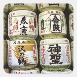 Sake Barrels von Nara Quadratischer Aufkleber