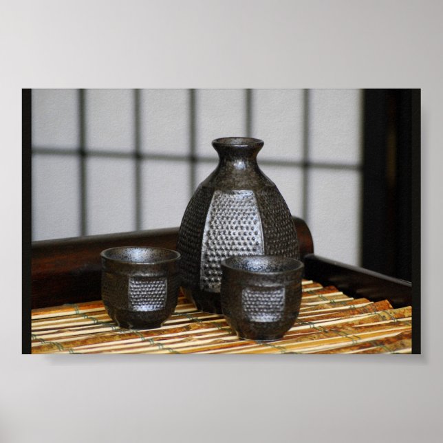Sake Cups und Carafe Print Poster (Vorne)