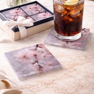 Sakora pink Glas Untersetzer – Elegantes Blumendes
