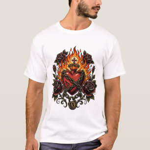 Sakrale Herz-Gotik-Tätowierstil-Dunkelromantik-Kun T-Shirt