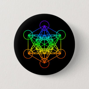 Sakraler Geometry Metatron-Kubus in Regenbogenfarb Button