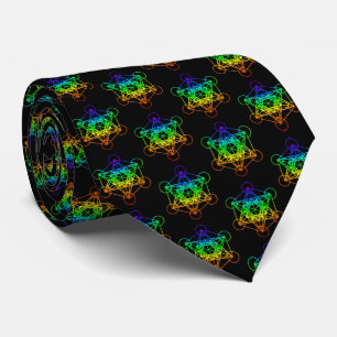 Sakraler Geometry Metatron-Kubus in Regenbogenfarb Krawatte