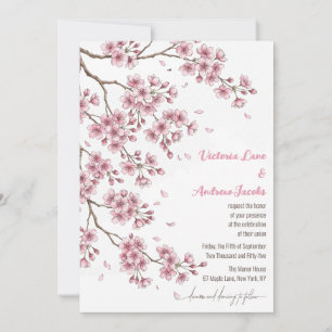 Sakura-Aquarell-Hochzeits-Einladung Einladung