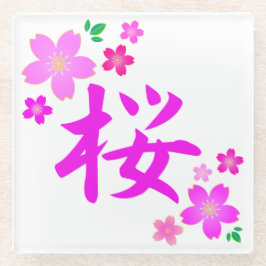 SAKURA auf Japanisch Glasuntersetzer