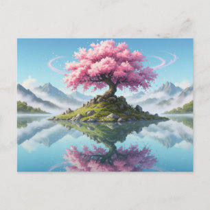 Sakura-Baum-See-Landschaftspostkarte - Künstlerisc Postkarte