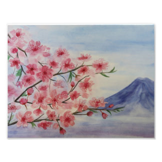 Sakura-Baumblüte und Fuji-Berg Fotodruck