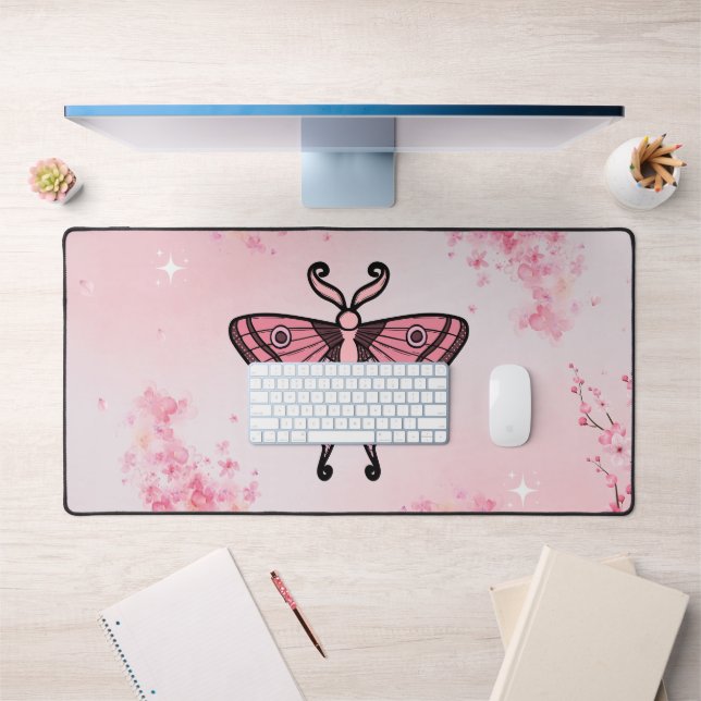 Sakura Bliss, Pink Moth Sakura Background (Bureau 1)