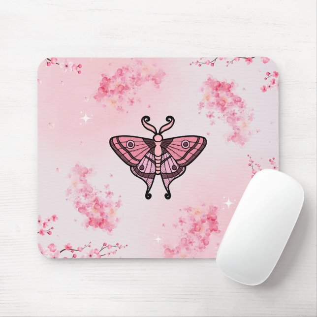 Sakura Bliss, rosa Moth, Sakura Hintergrund Mousepad (Mit Mouse)