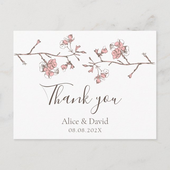 Sakura Blossom Floral Carte de remerciements (Devant)