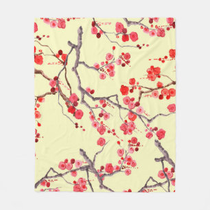 Sakura Blossom Wasserfarbe Nahtloses Muster Fleecedecke