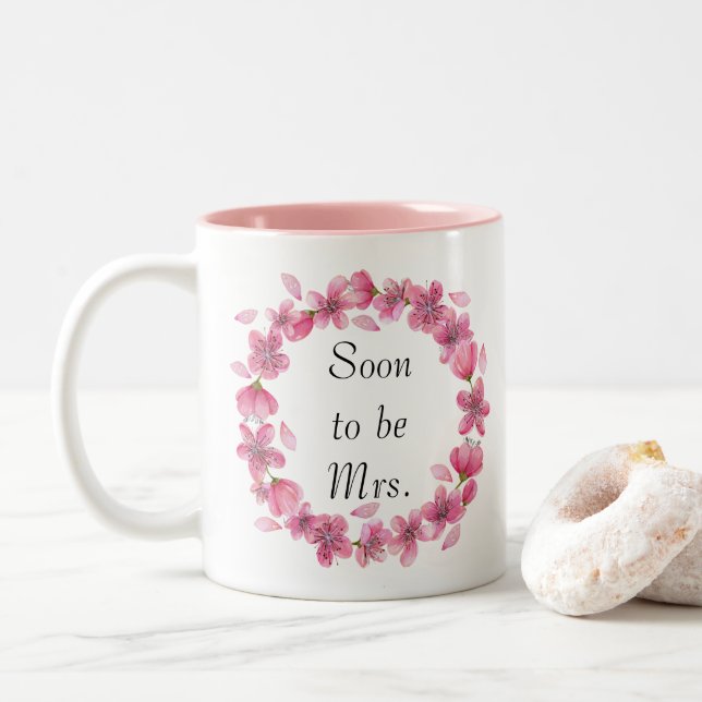 Sakura Blossom Wreath Sera Bientôt Mme Mug (Avec donut)