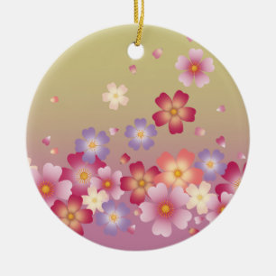 Sakura blüht rosa und grüne Personalisierte Gesche Keramik Ornament
