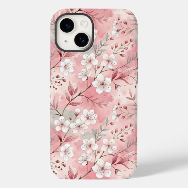 Sakura Blume Pattern Pink Case-Mate iPhone 14 Hülle (Rückseite)