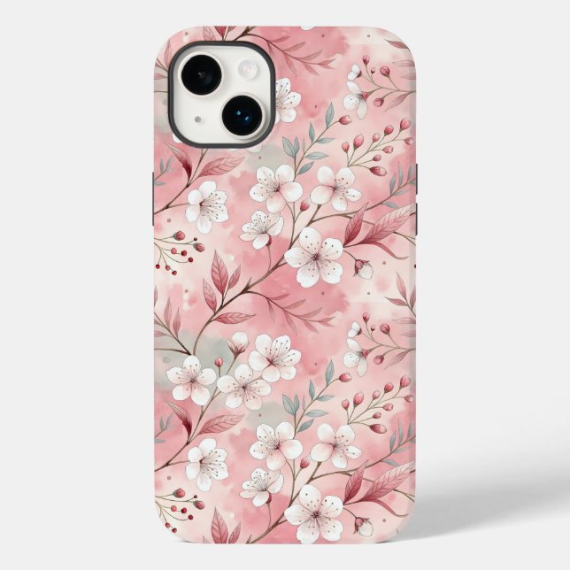 Sakura Blume Pattern Pink Case-Mate iPhone 14 Plus Hülle (Rückseite)