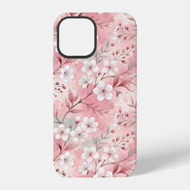 Sakura Blume Pattern Pink iPhone 12 Hülle (Rückseite)