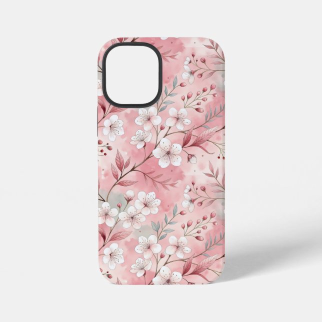 Sakura Blume Pattern Pink iPhone 12 Mini Hülle (Rückseite)