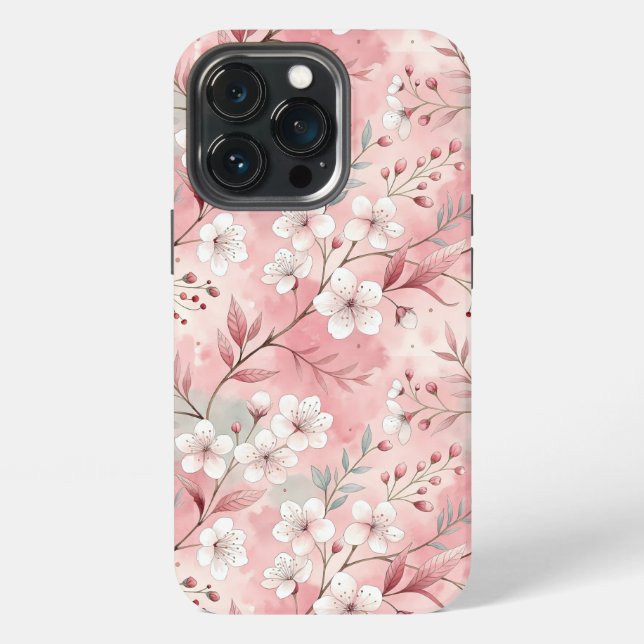 Sakura Blume Pattern Pink iPhone 13 Pro Hülle (Hinten)