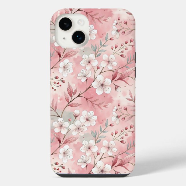 Sakura Blume Pattern Pink iPhone 14 Plus Hülle (Rückseite)
