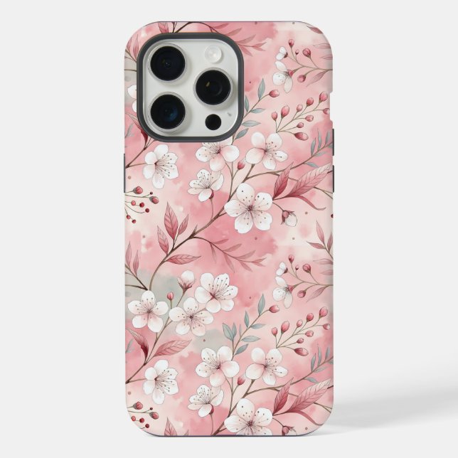 Sakura Blume Pattern Pink iPhone 15 Pro Max Hülle (Rückseite)