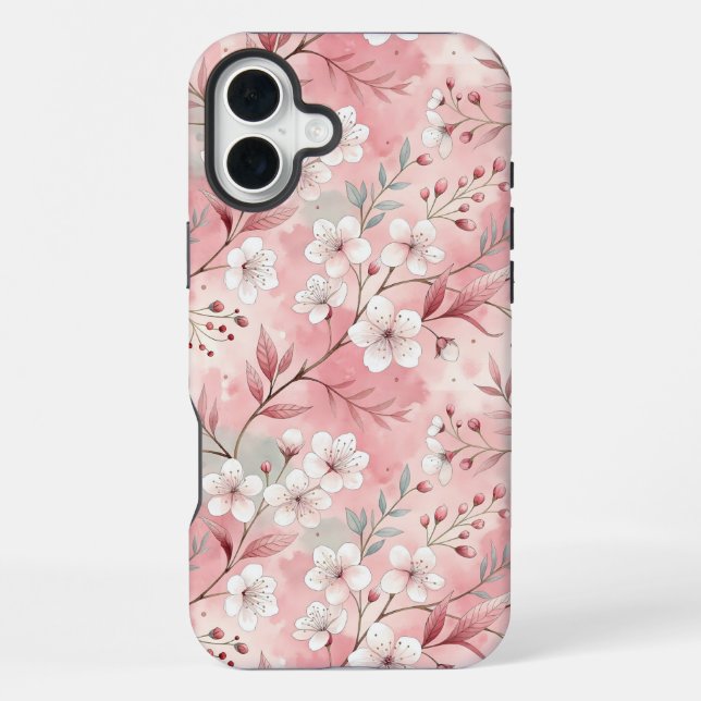 Sakura Blume Pattern Pink iPhone 16 Plus Hülle (Rückseite)