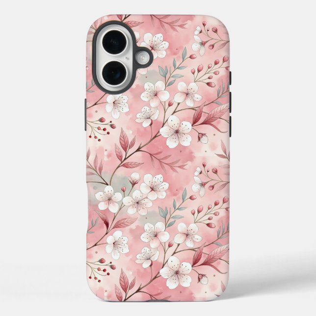 Sakura Blume Pattern Pink iPhone 16 Plus Hülle (Rückseite)
