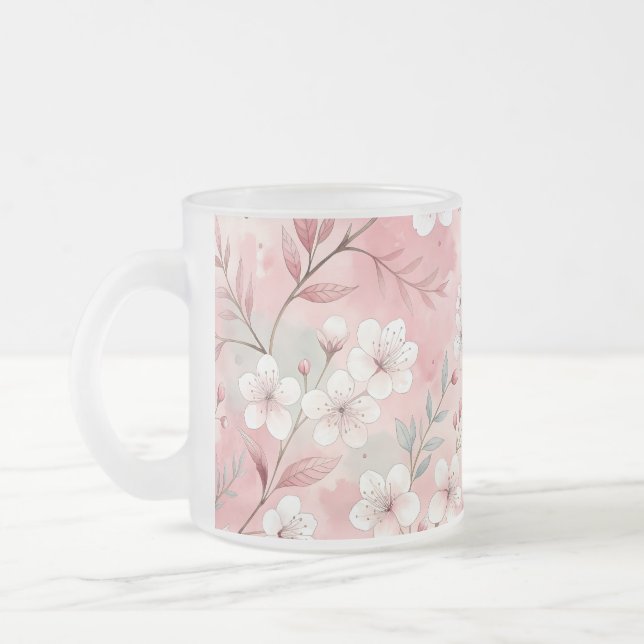 Sakura Blume Pattern Pink Mattglastasse (Links)