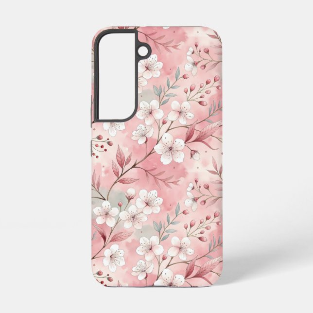 Sakura Blume Pattern Pink Samsung Galaxy Hülle (Rückseite)