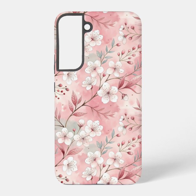 Sakura Blume Pattern Pink Samsung Galaxy Hülle (Rückseite)
