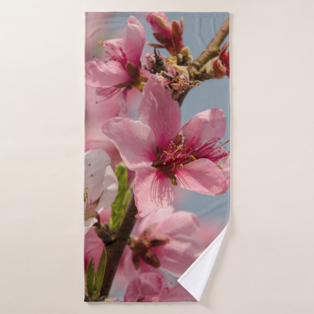 Sakura-Blume, rosa japanische Fotografie Badhandtuch Set (Badehandtuch)