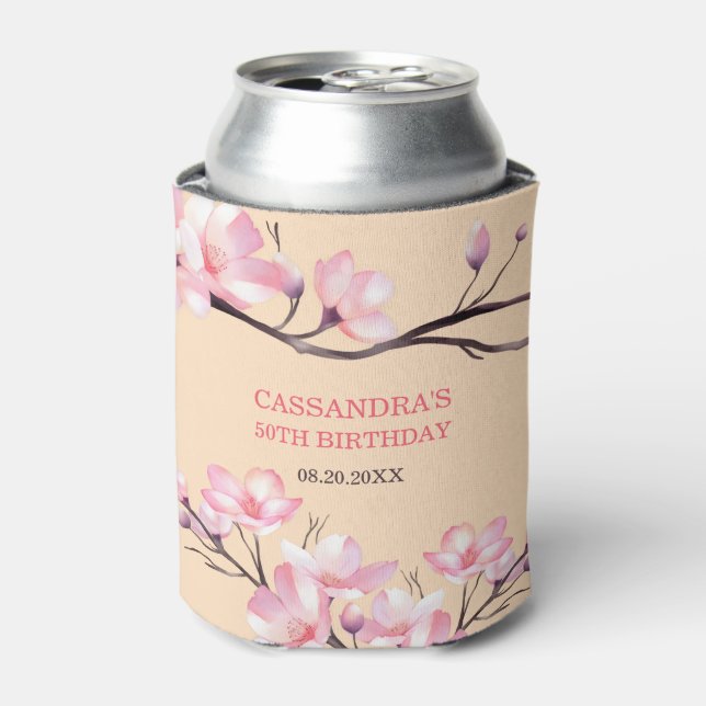 Sakura Blush Pink Cherry Blossom Peach Birthday Dosenkühler (Kanne Vorderseite)