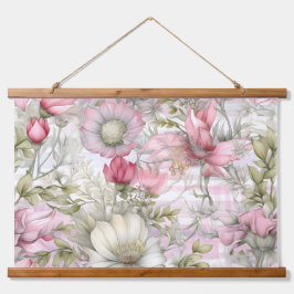 Sakura Blush Serenade Botanisch Wandteppich Mit Holzrahmen