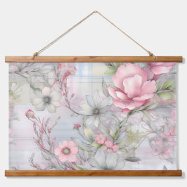 Sakura Blush Serenade Botanisch Wandteppich Mit Holzrahmen