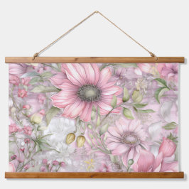 Sakura Blush Serenade Botanisch Wandteppich Mit Holzrahmen