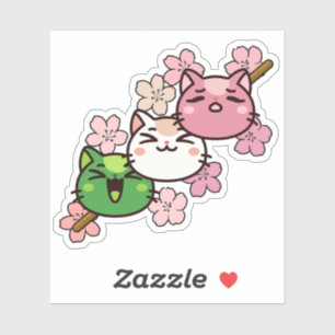 Sakura Cat Dango - Kawaii Japan Frühling Aufkleber