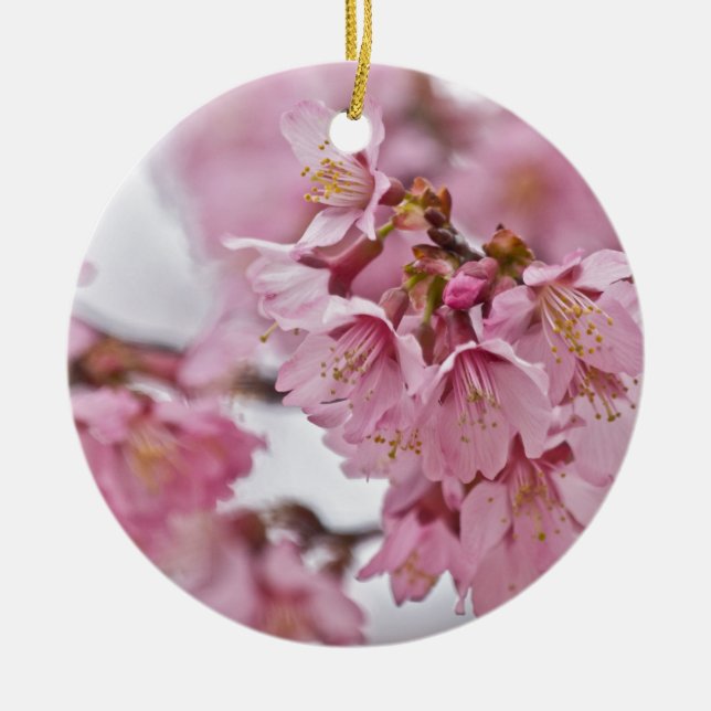 Sakura Cheroms Blüten Pink Keramikornament (Vorne)