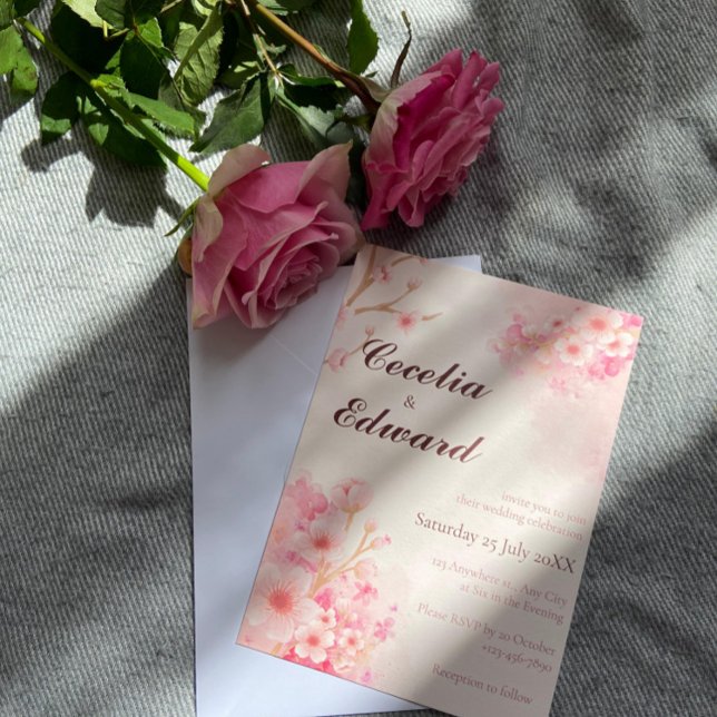 Sakura Cherry Blossom Faire-part de mariage (Créateur téléchargé)