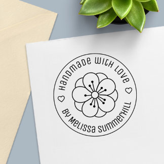 Sakura Cherry Blossom Flower Handmade with Love Permastempel