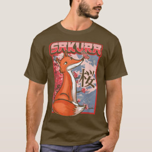 Sakura Cherry Blossom Fox Tier für japanischen Kul T-Shirt