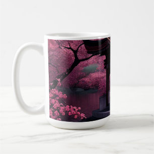 Sakura Cherry Blossom Garden Shrine Pond Japanisch Kaffeetasse
