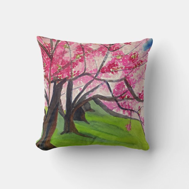 Sakura Cherry Blossom Japanische Kunst Kissen (Vorderseite)