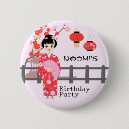 Sakura Cherry Blossom Japanisches Mädchen Geburtst Button