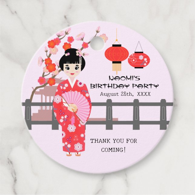 Sakura Cherry Blossom Japanisches Mädchen Geburtst Geschenkanhänger (Vorderseite)
