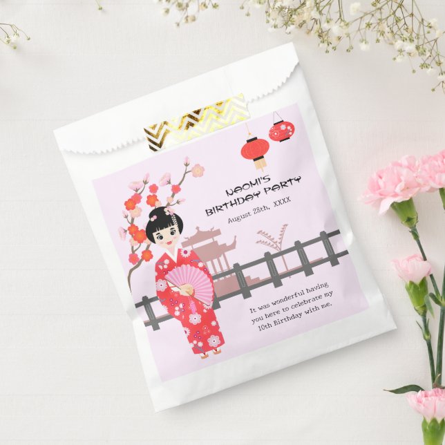 Sakura Cherry Blossom Japanisches Mädchen Geburtst Geschenktütchen (Versiegelt)