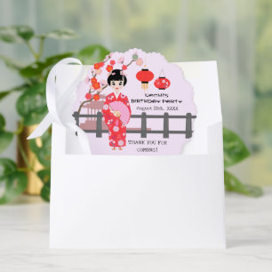 Sakura Cherry Blossom Japanisches Mädchen Geburtst Ornament Karte