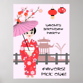Sakura Cherry Blossom Japanisches Mädchen Geburtst Poster