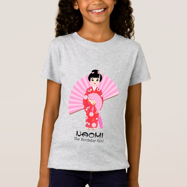 Sakura Cherry Blossom Japanisches Mädchen Geburtst T-Shirt (Vorderseite)
