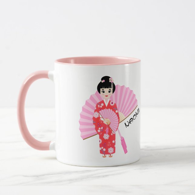 Sakura Cherry Blossom Japanisches Mädchen Geburtst Tasse (Links)